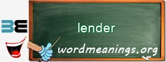 WordMeaning blackboard for lender